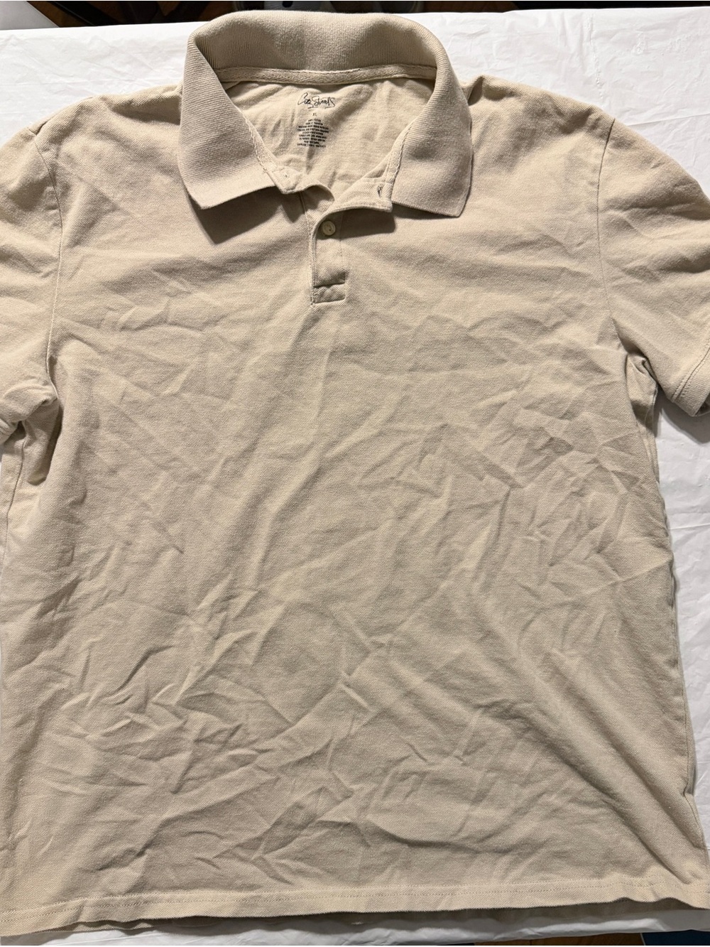 City Streets Men's Beige Polo Shirt XL 100% Cotton Short Sleeve Casual Golf